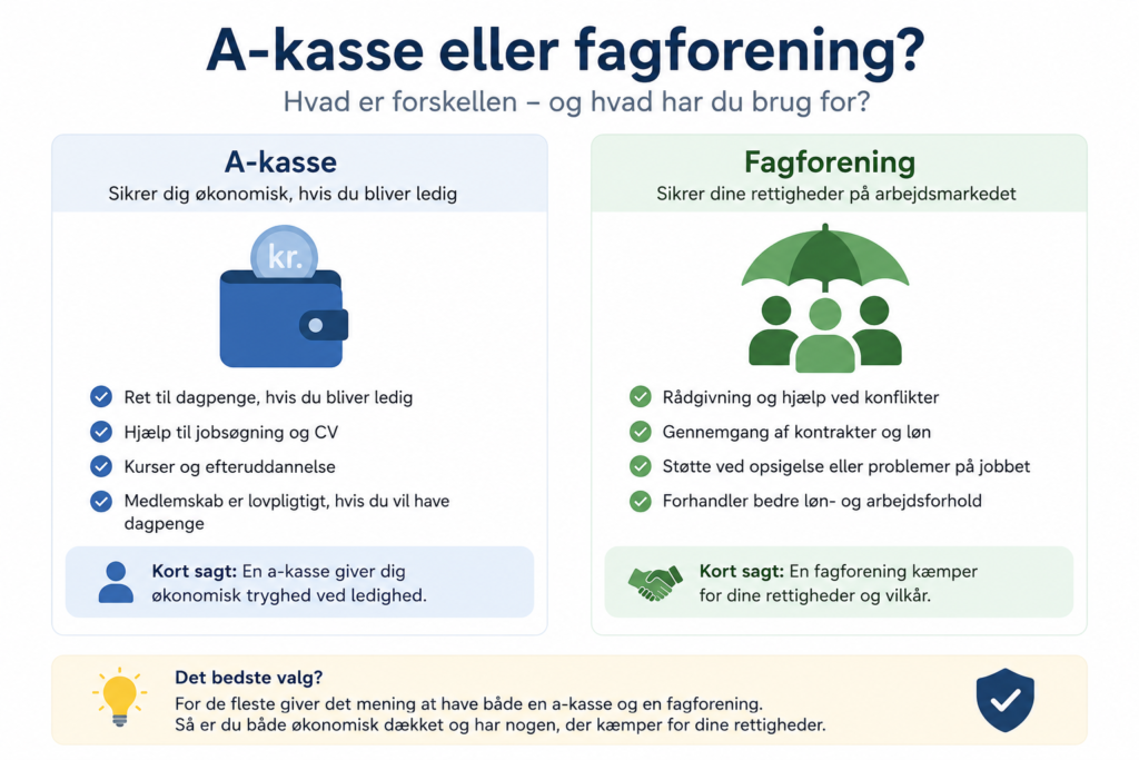A-kasse eller fagforening? Forskellen og hvad du bør vælge